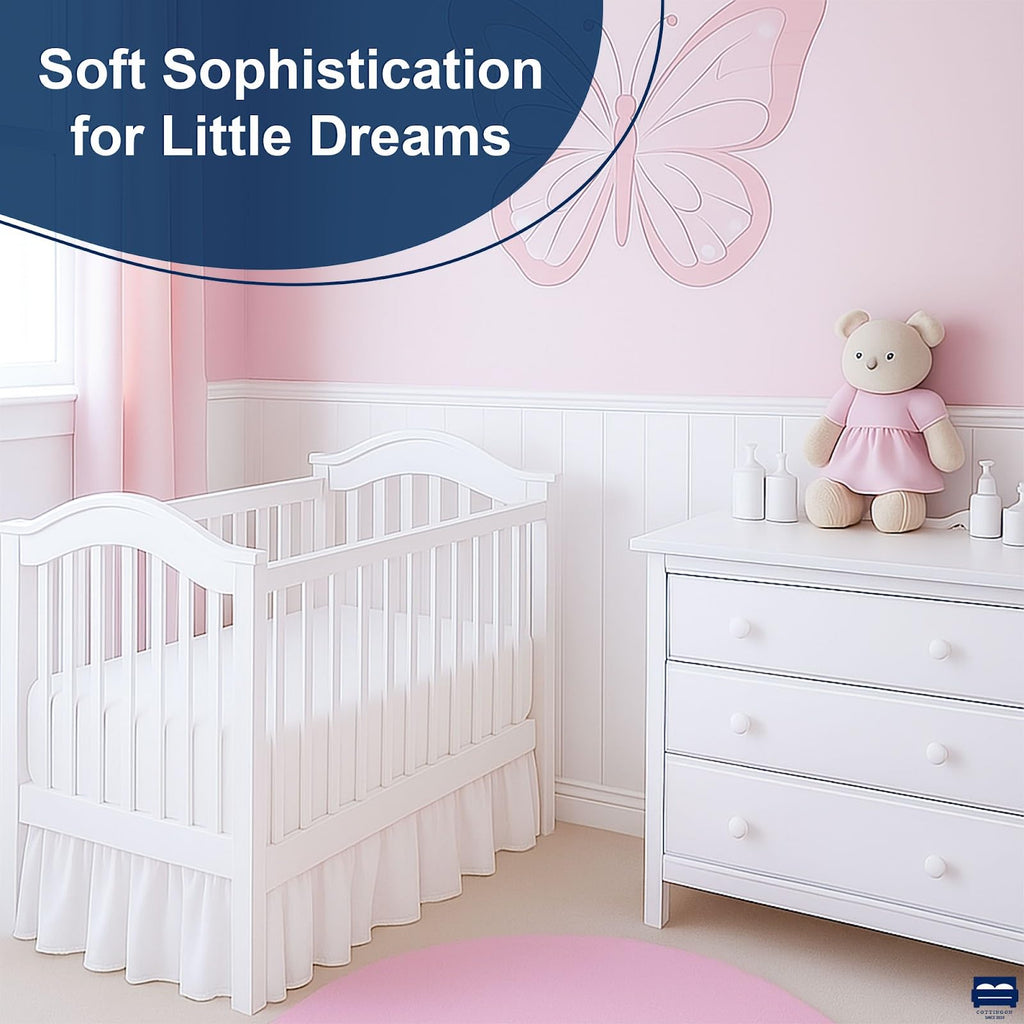Crib Bed Skirt, Toddler Bedding Dust Ruffle, Brushed Microfiber Crib Skirt with 14" Drop, Fits Standard Crib and
