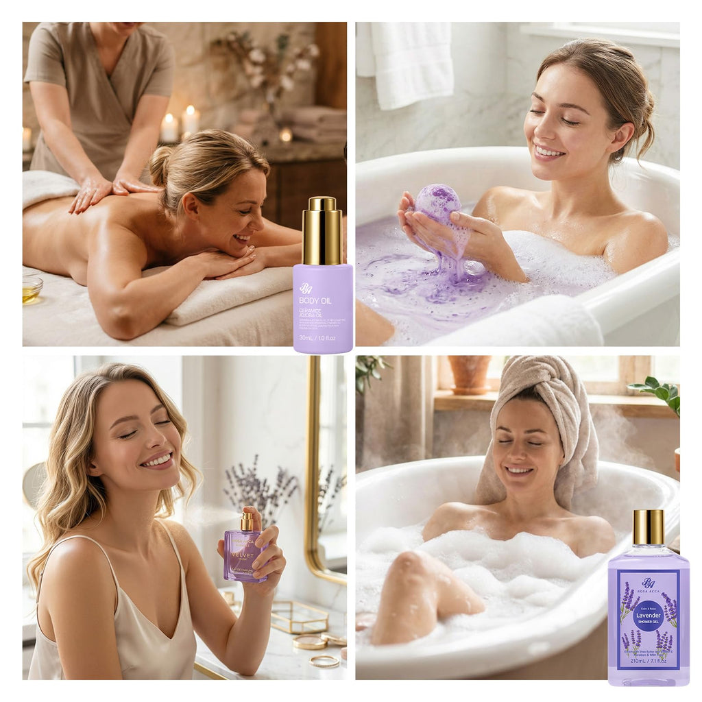 Gifts for Women, 32 Pcs Lavender Spa Gifts Basket, Hydrating Face Skin Care