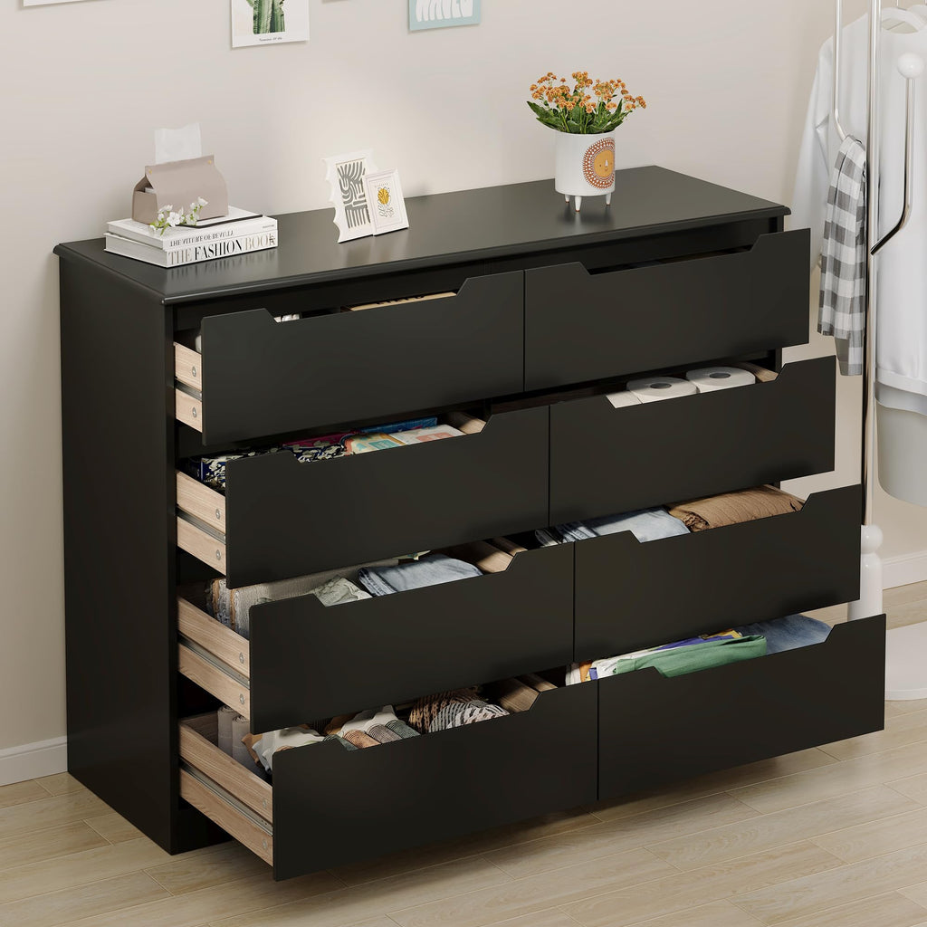 8 Drawer, 47" Wide White, Black