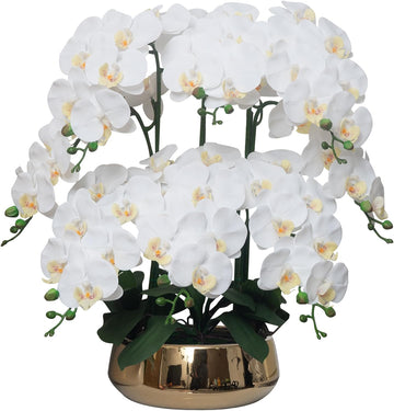 Orchids Artificial Flowers in Large Ceramic Vase 24.8'' Faux Orchid Plant