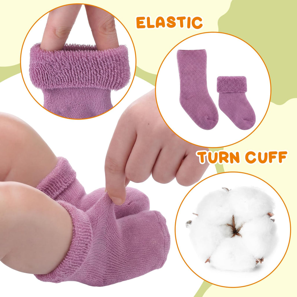 10 Pairs Preemie Cotton Turn Cuff Socks Mixed