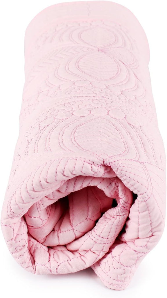 Toddlers and Baby Quilt Lightweight Blanket Embossed Cotton Quilt 4 Seasons Scalloped Newborn Baby Boy/Girl (Pink)