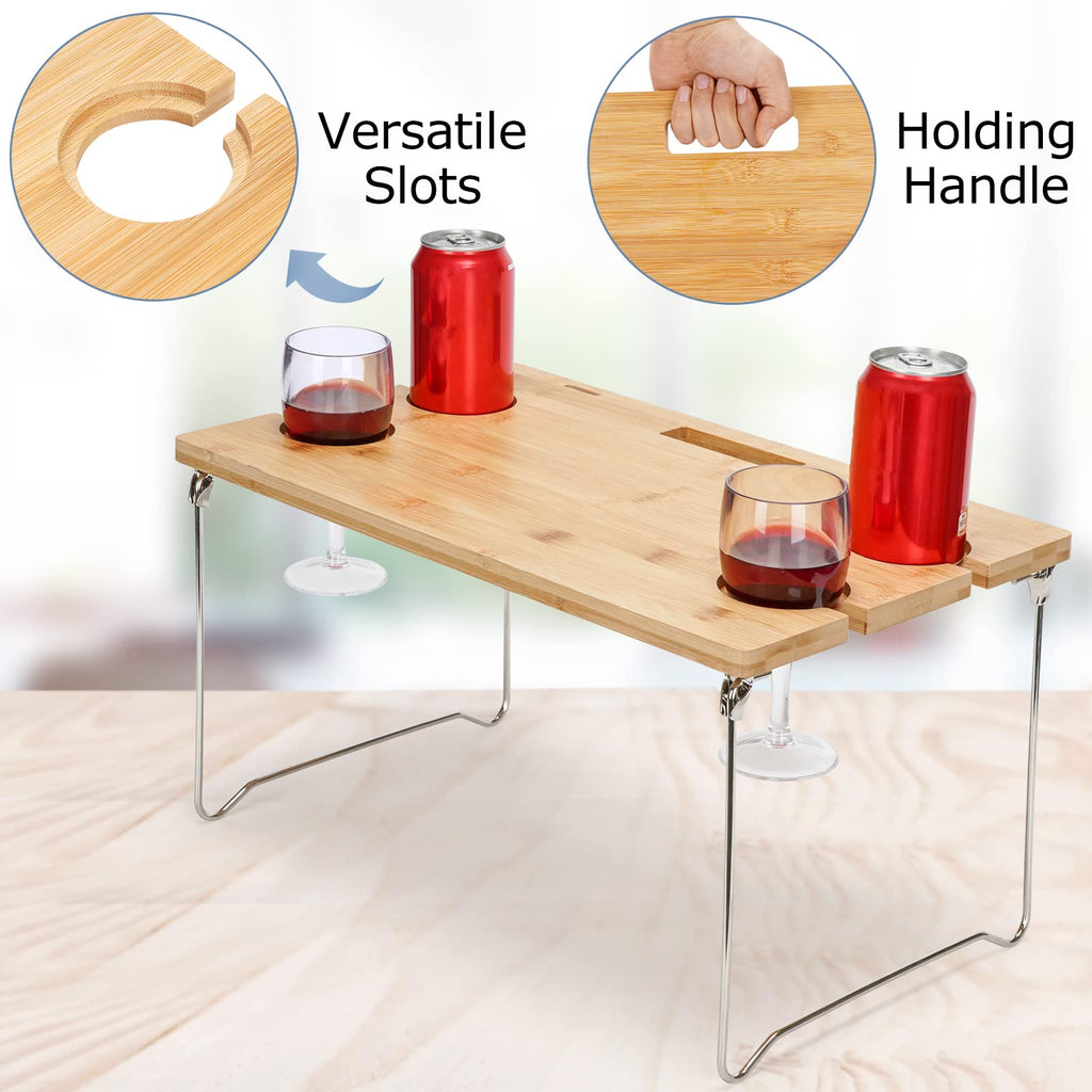 Wicker Picnic Basket for 4 with Wine Table - Stripe