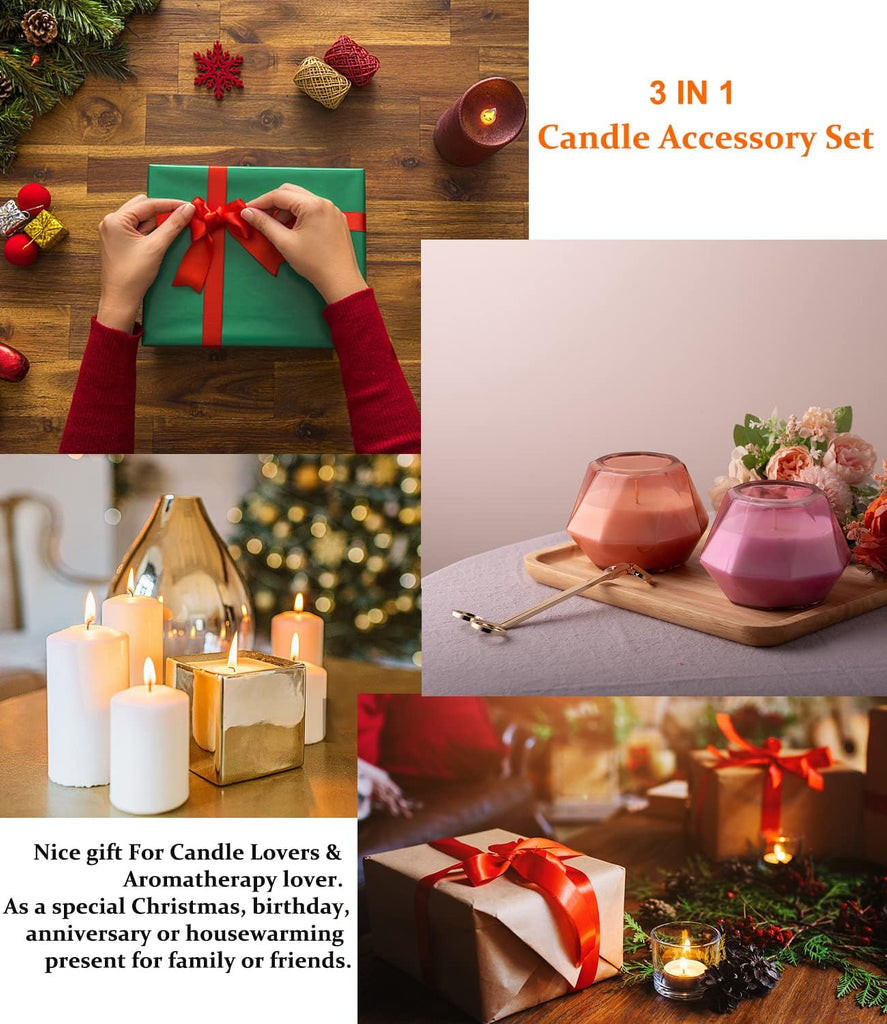 3 in 1 Candle Accessory Kits,Candle Snuffer,Candle Wick Cutter Trimmer and Candle Wick Dipper with Gift Bag, Candle