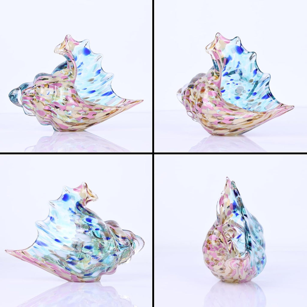 Glass Conch Shell Glass Sea Shells Conch Shell Decor Glass Sea Life Figurines Blown Glass Decor Coastal Home Decor