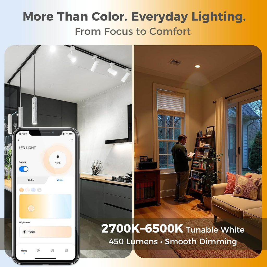 GU10 Smart LED Bulb, Color Changing, 50W Equivalent, 450LM, 4-Pack