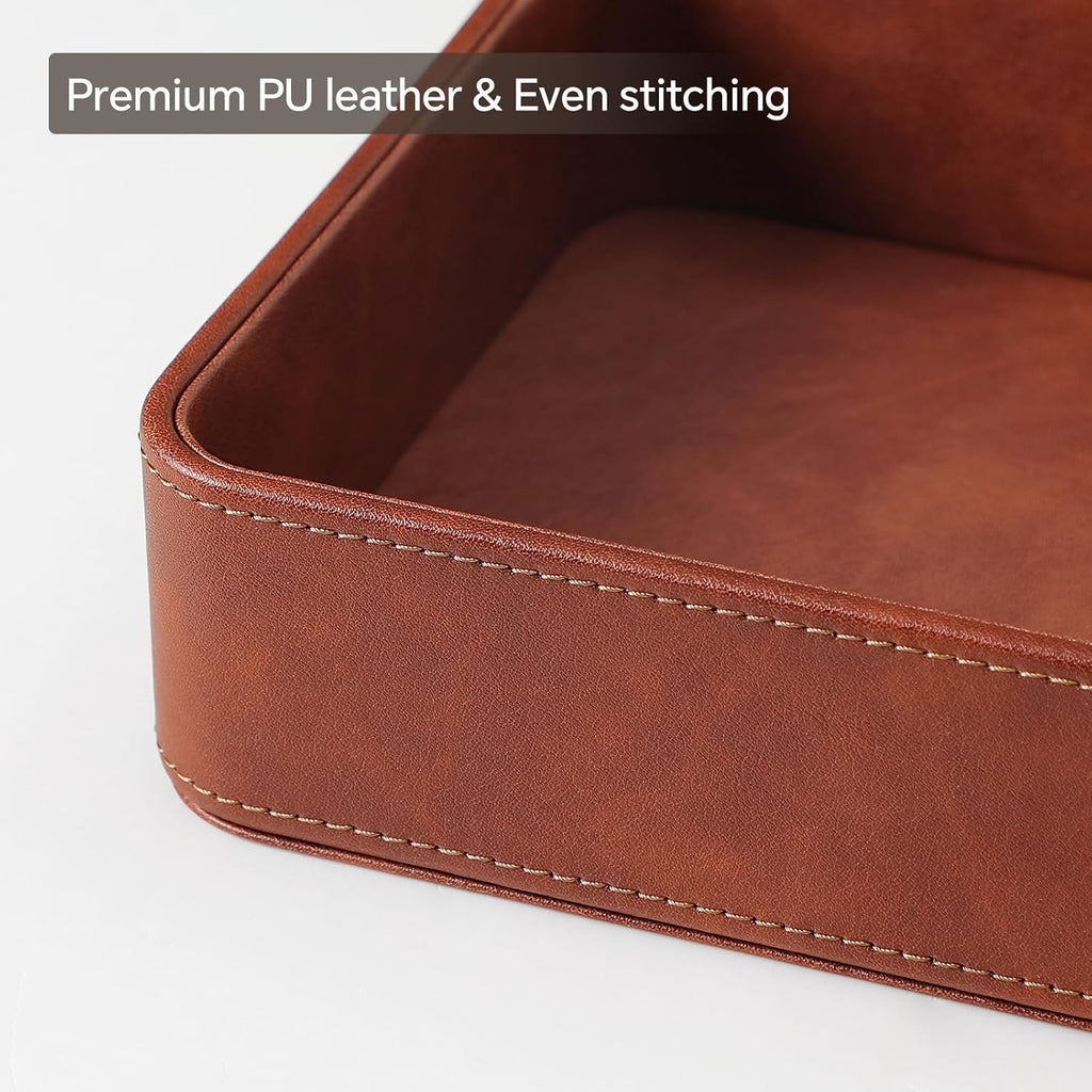 Valet Tray for Men, PU Leather Catchall Tray Nightstand Organizer