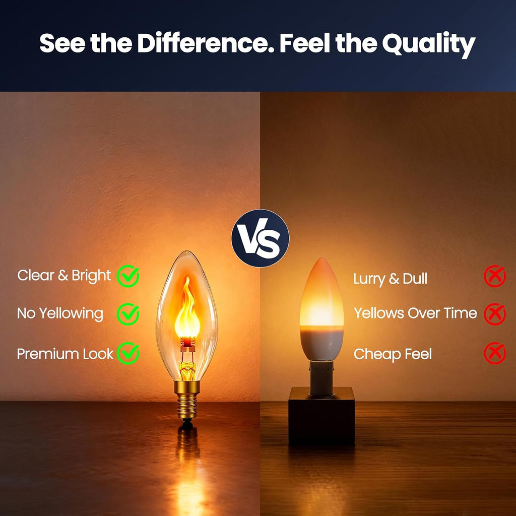 Real Flame Light Bulbs, E12 Flickering Bulb for Indoor Outdoor