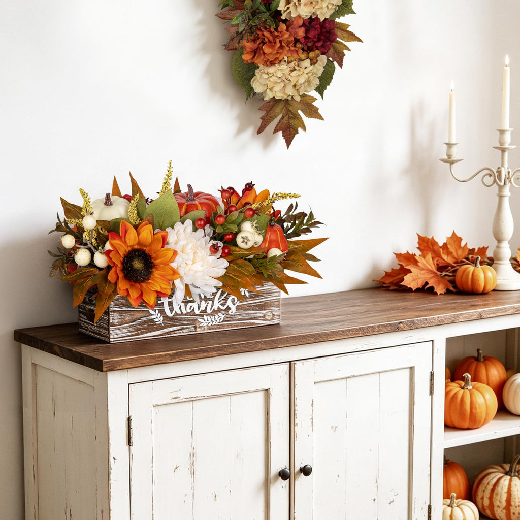 Fall Centerpiece for Table Fall Fake Flower in Pot Fall Floral Arrangement