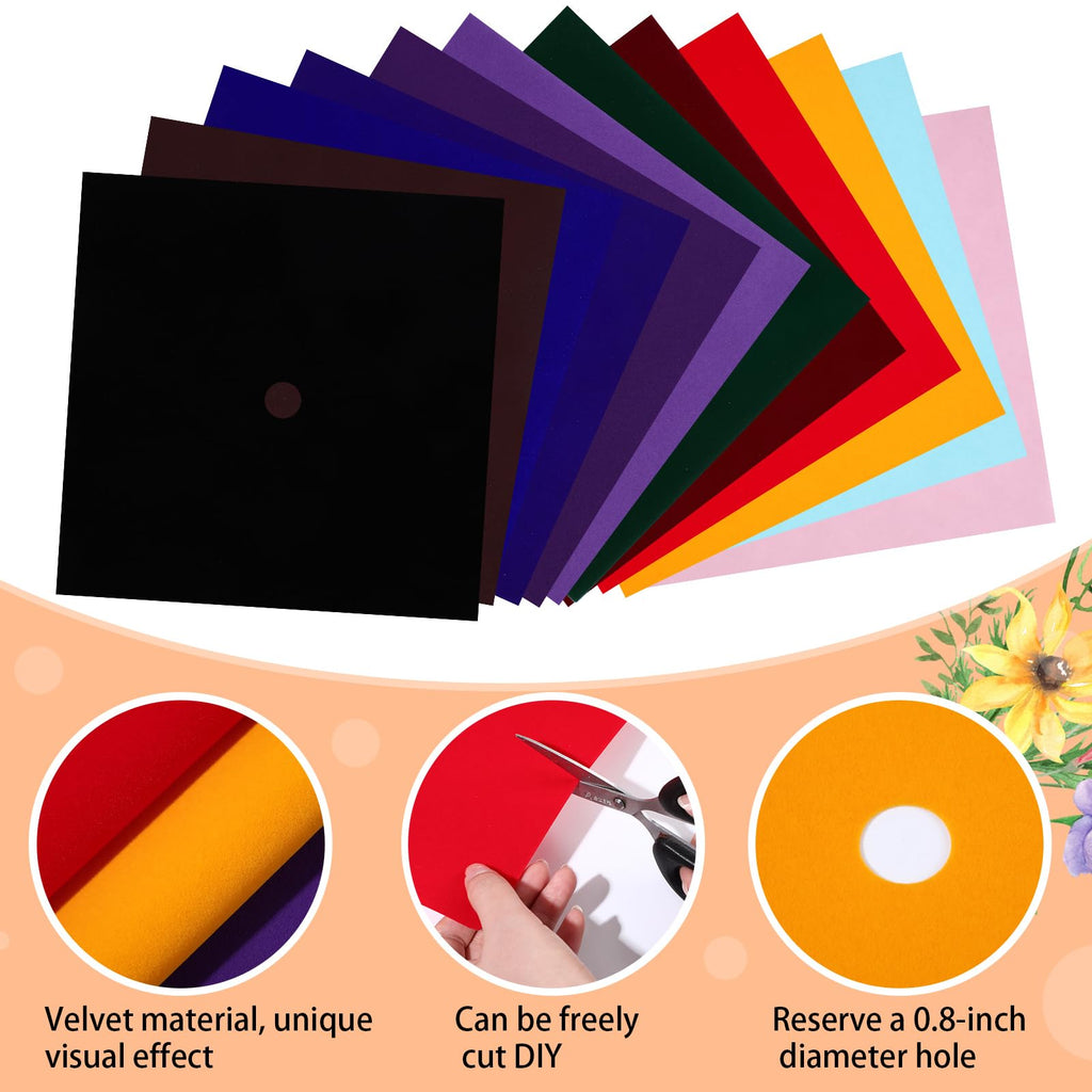 Mixed 12 Sheets Graduation Cap Fabric Topper Decoration, 10 x 10 Inch Velvet Grad Cap Cover Blank Decorative Velvet