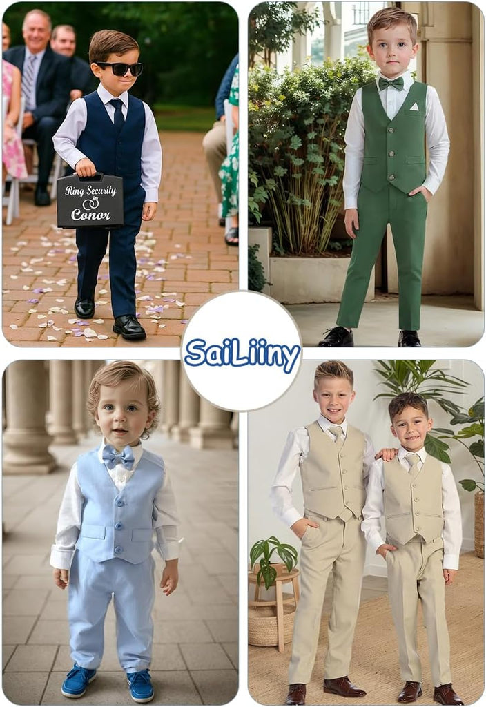 Boys Suits 4 Piece Kids Suits for Toddler Boys Dress Clothes for Wedding