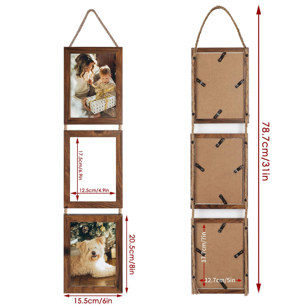 5x7 Collage Picture Frames, 6 Openings Hanging Photo Frame Set Display Vertical 5 by 7 inch Pictures for Wall Decor
