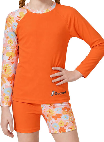 Girls Swimsuit Two Piece Rash Guard Set