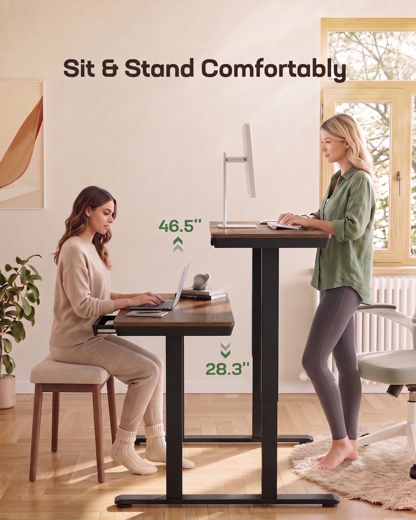 Electric Standing Desk, 35 x 20 Inch Sit Stand Desk, Walnut