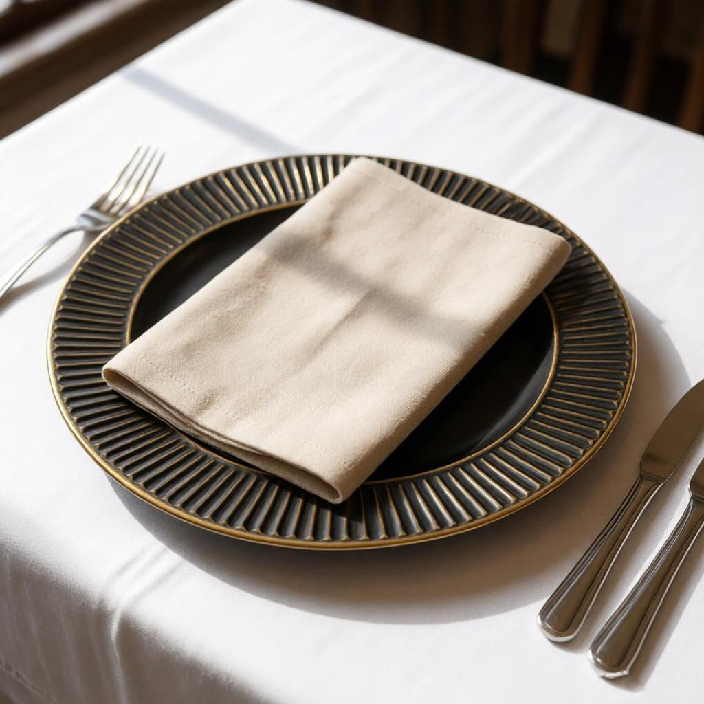 13" Antique Black Charger Plates Set of 6, Rim Ridged Plate Chargers, Round Charger for Dinner Plates, Plastic Table