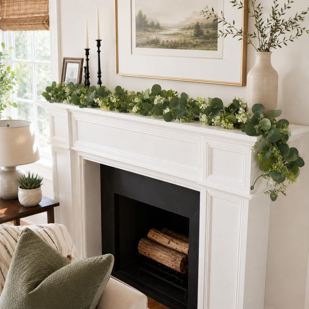 Eucalyptus Garland 6 FT Lush Artificial Greenery Faux Vines - Set of 2