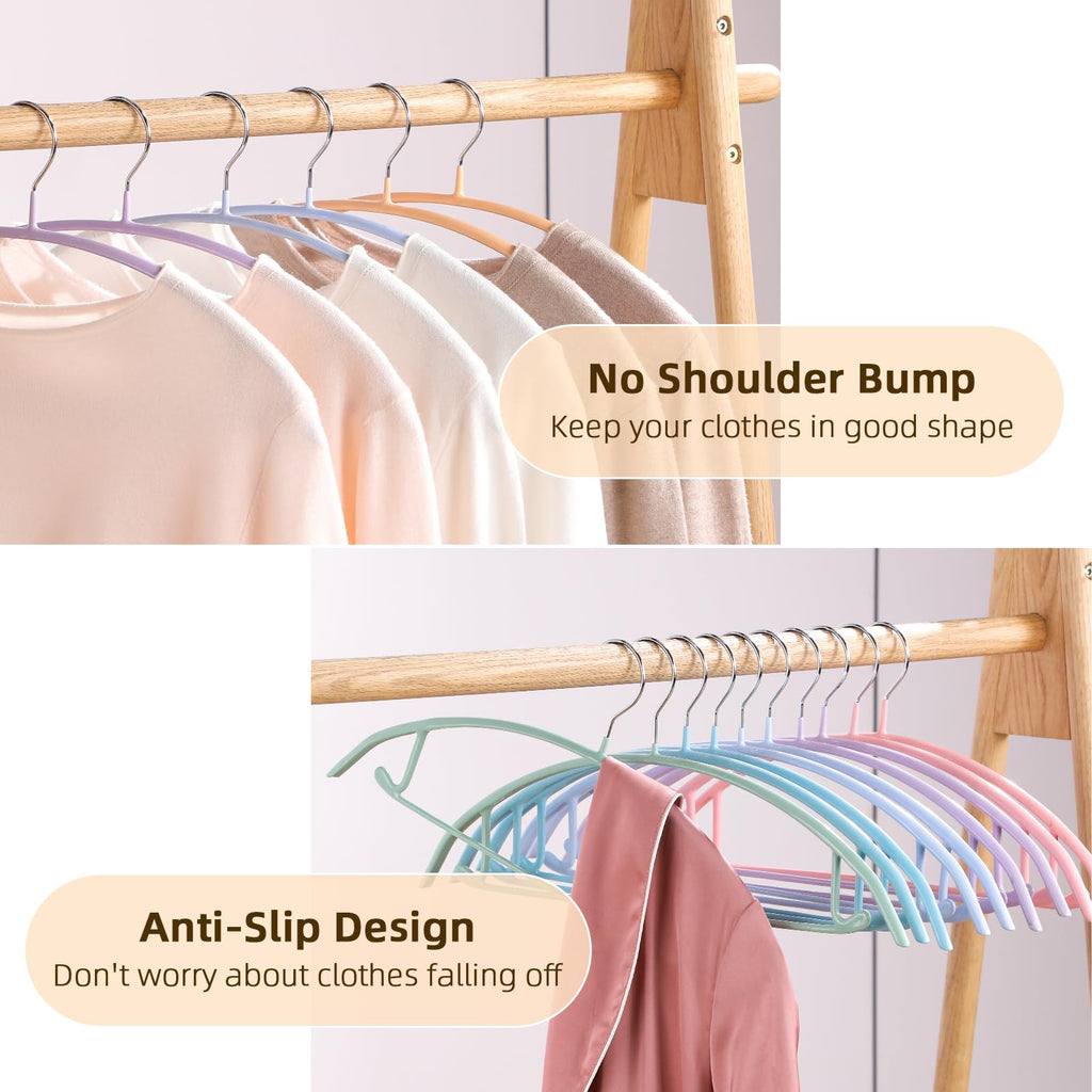 Clothes Hangers Non Slip Rubber Coating Metal Hanger Colorful, 28 Pack