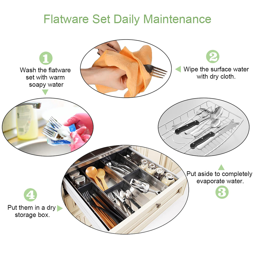 24 Piece Silverware Set with Steak Knives, Flatware Set for 4