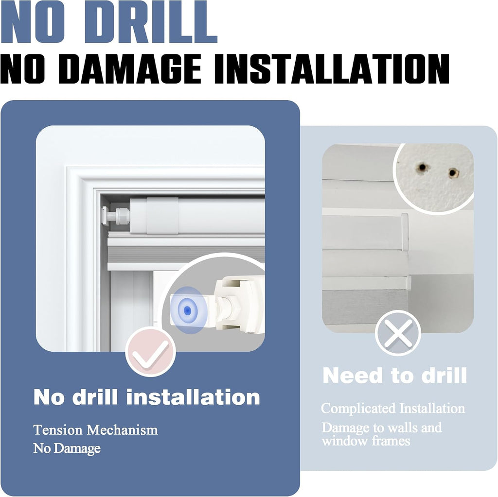 No Drill Top Down Bottom Up Cellular Shades Cordless, No Tool Pull Down Blackout Honeycomb Shades, Room Darkening