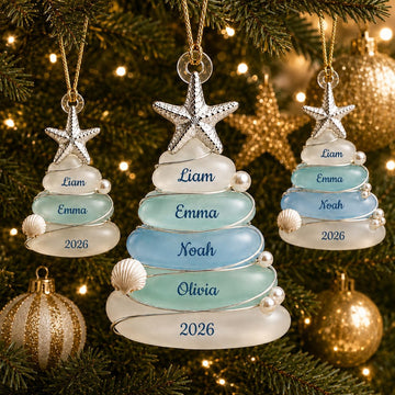 Personalized Christmas Ornaments, Sea Glass Tree Ornament,Ocean