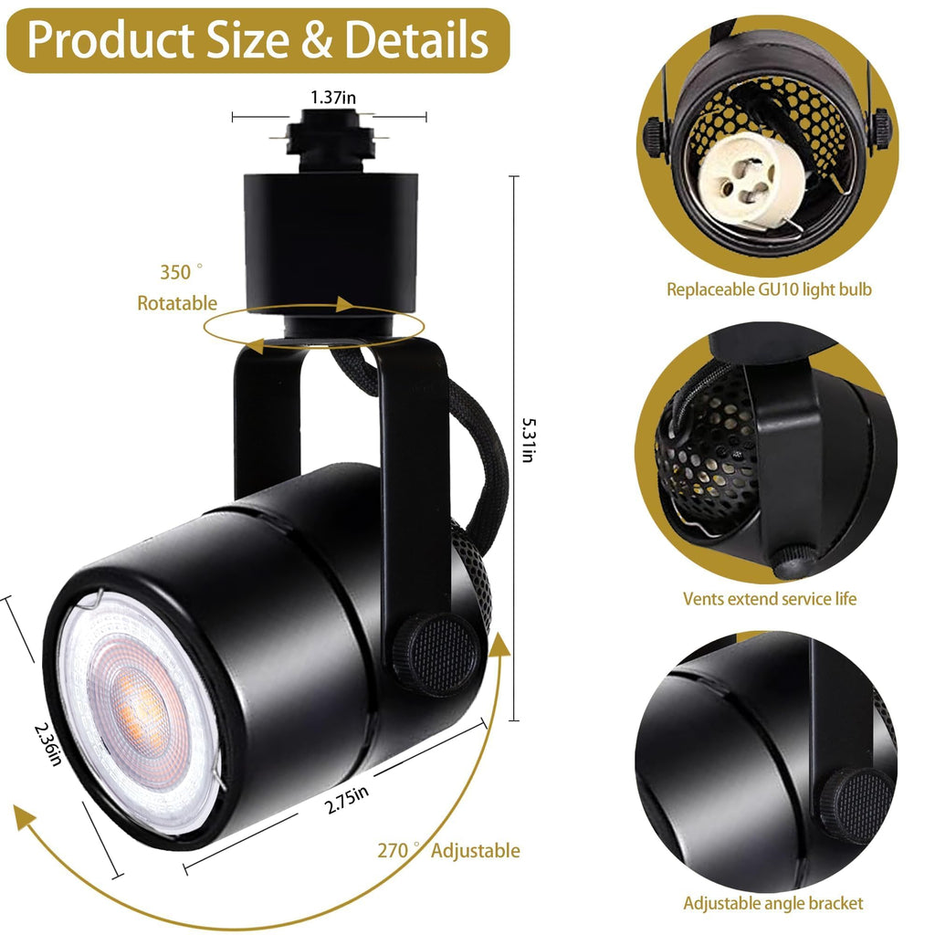 Dimmable LED Track Lighting Heads H Type GU10 Ceiling Spotlights