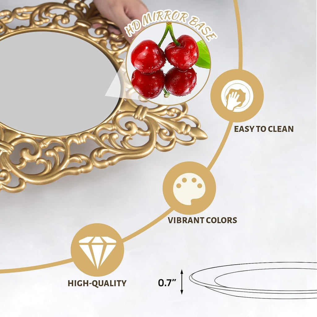 12" Gold Charger Plates, Mirror Chargers for Dinner Plates - Set of 6