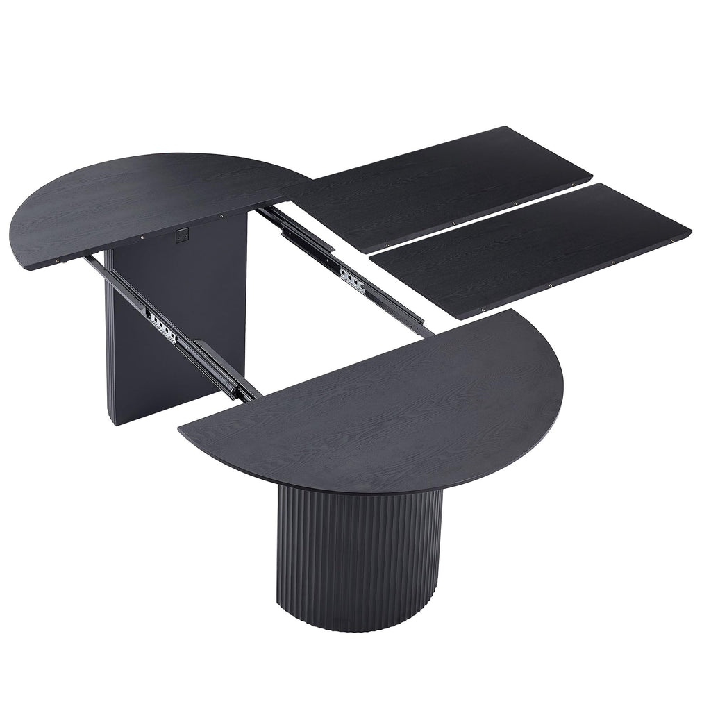 Inspired Saarinen Style 86.61" Wood Extendable Dining Table for 6 to 8, Modern Oval Kitchen Table with Wooden Pedestal Base, Mid Century