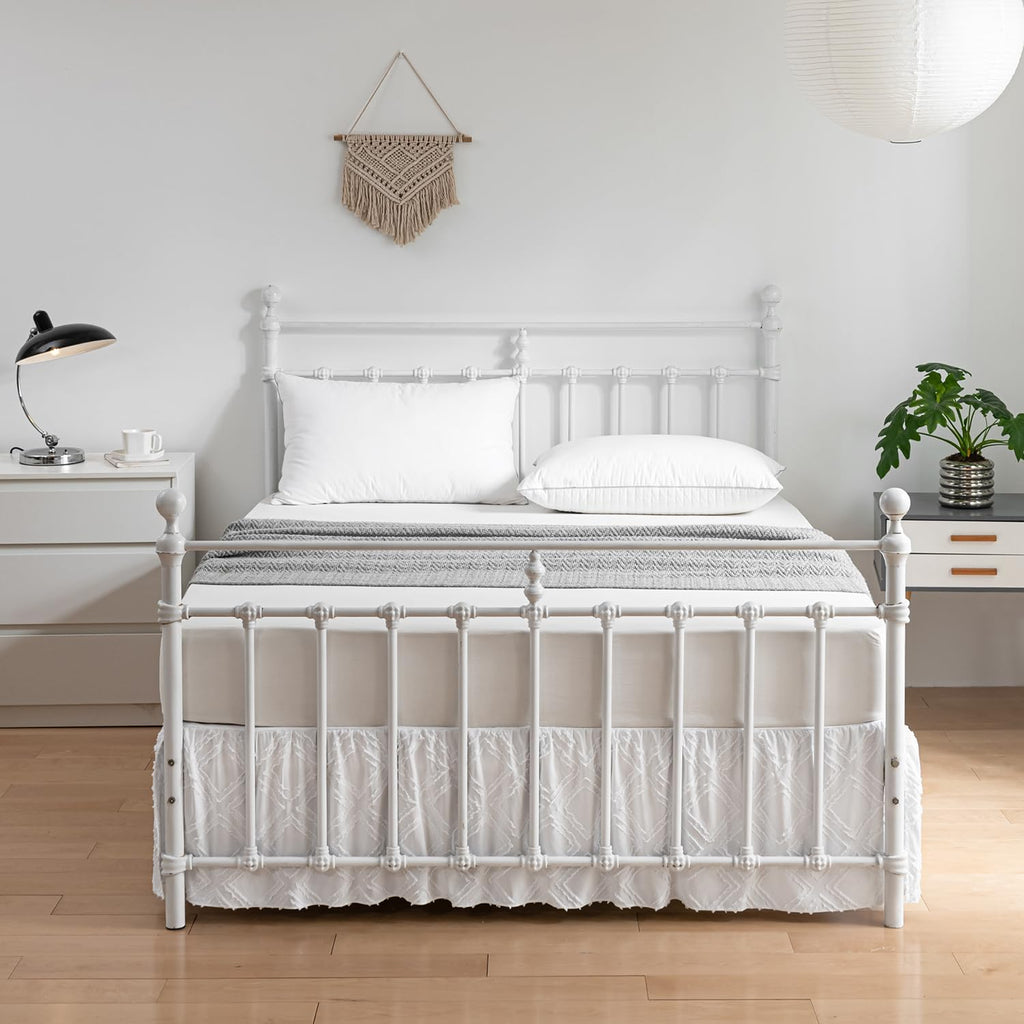 Tufted Bed Skirt King Size - Ruffled Bed Skirts with Split Corners