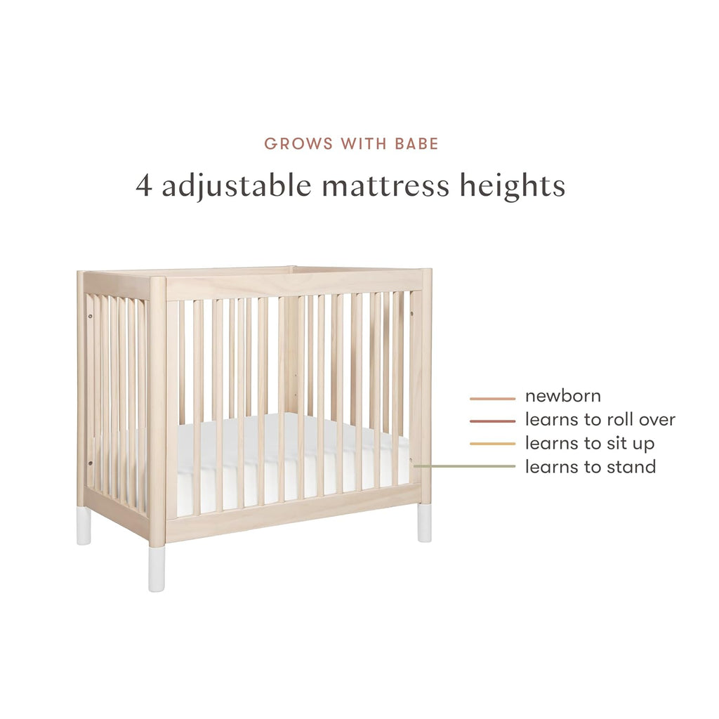Gelato 4-in-1 Convertible Mini Crib in Washed Natural and White, Greenguard Gold Certified | GREENGUARD Gold