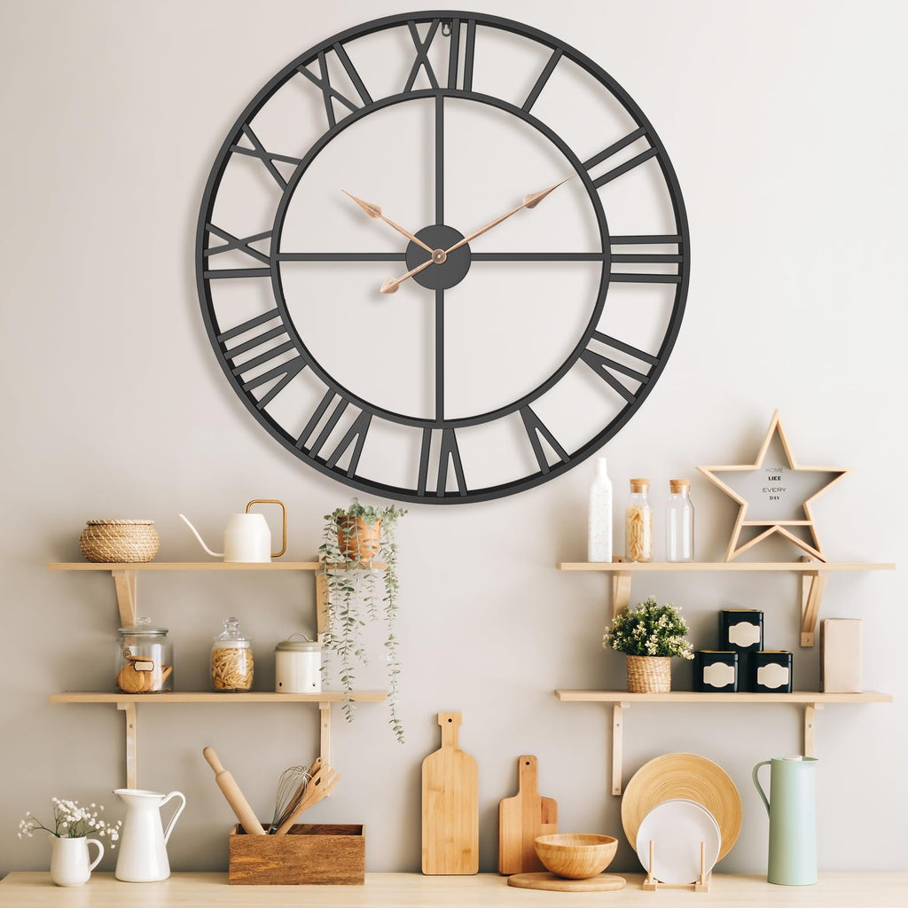 36 Inch Black Metal Roman Numerals Extra Large Giant Wall Clock