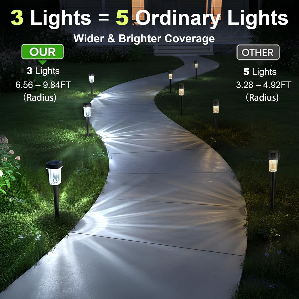 Solar Pathway Lights Outdoor, 12PK Waterproof Solar Powered Garden Lights