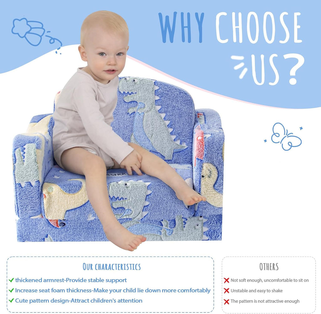 Thick Comfy Kids Chair and Couch,Foldable Plush Sofa with Pocket