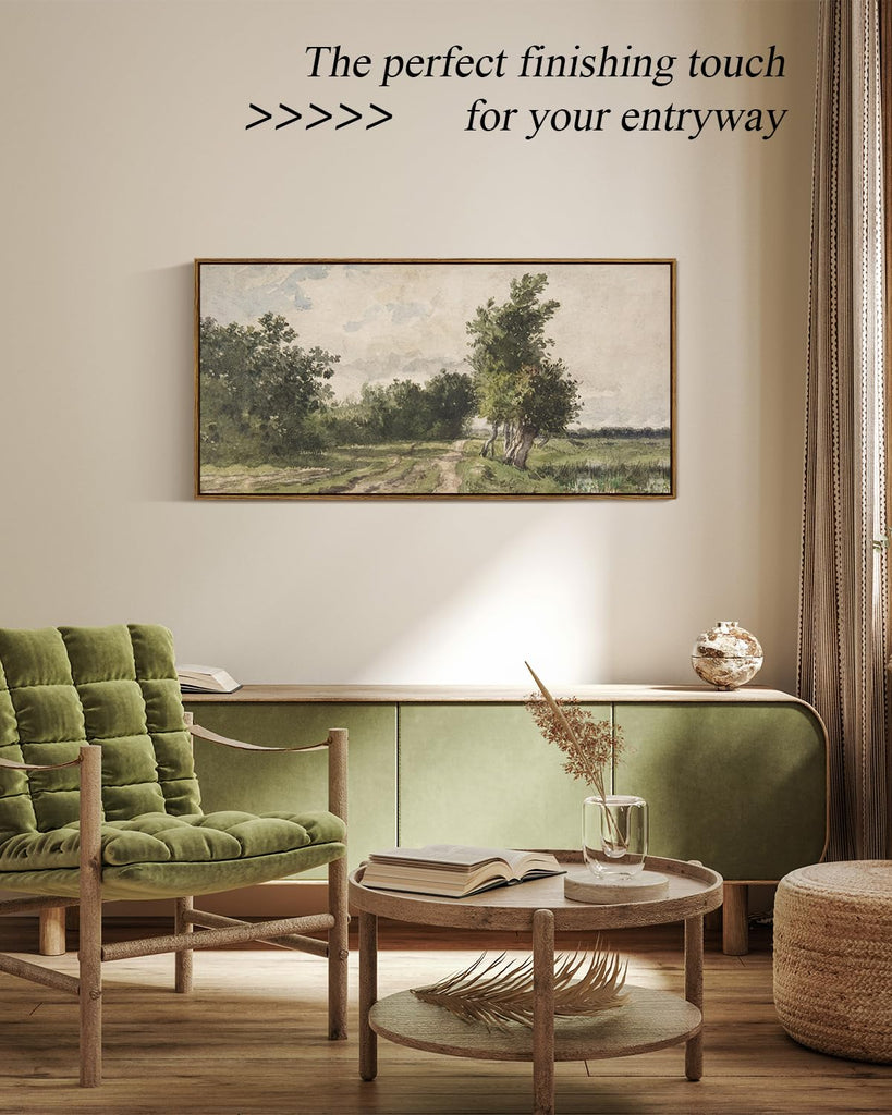 Extra Large Framed Wall Art, Meadow Farmhouse Decor, 20x40inch