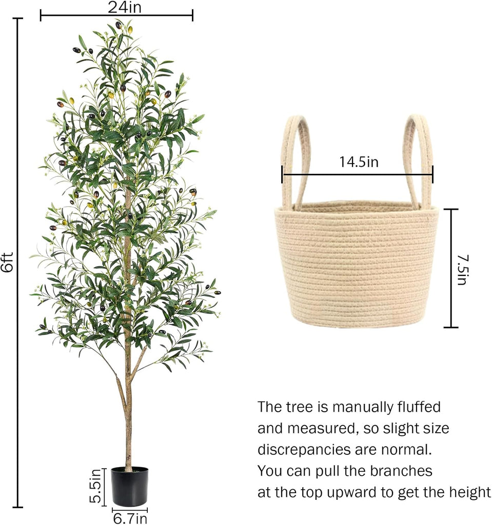 Artificial Olive Tree 6FT, Faux Floor Tree Indoor Outdoor