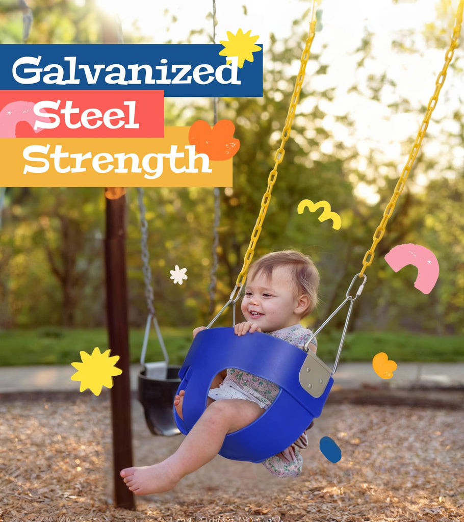 High Back Full Bucket, Toddler Swing with Coated Chains & Triangle Dip Pinch Protection for Safety, Baby Swing