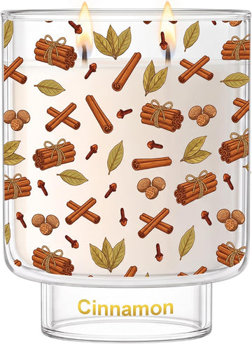 Cinnamon Scented Candle,14 Oz Large 2-Wick Fall & Christmas Candles Decor, Long Lasting Cinnamon Spiced Soy Wax