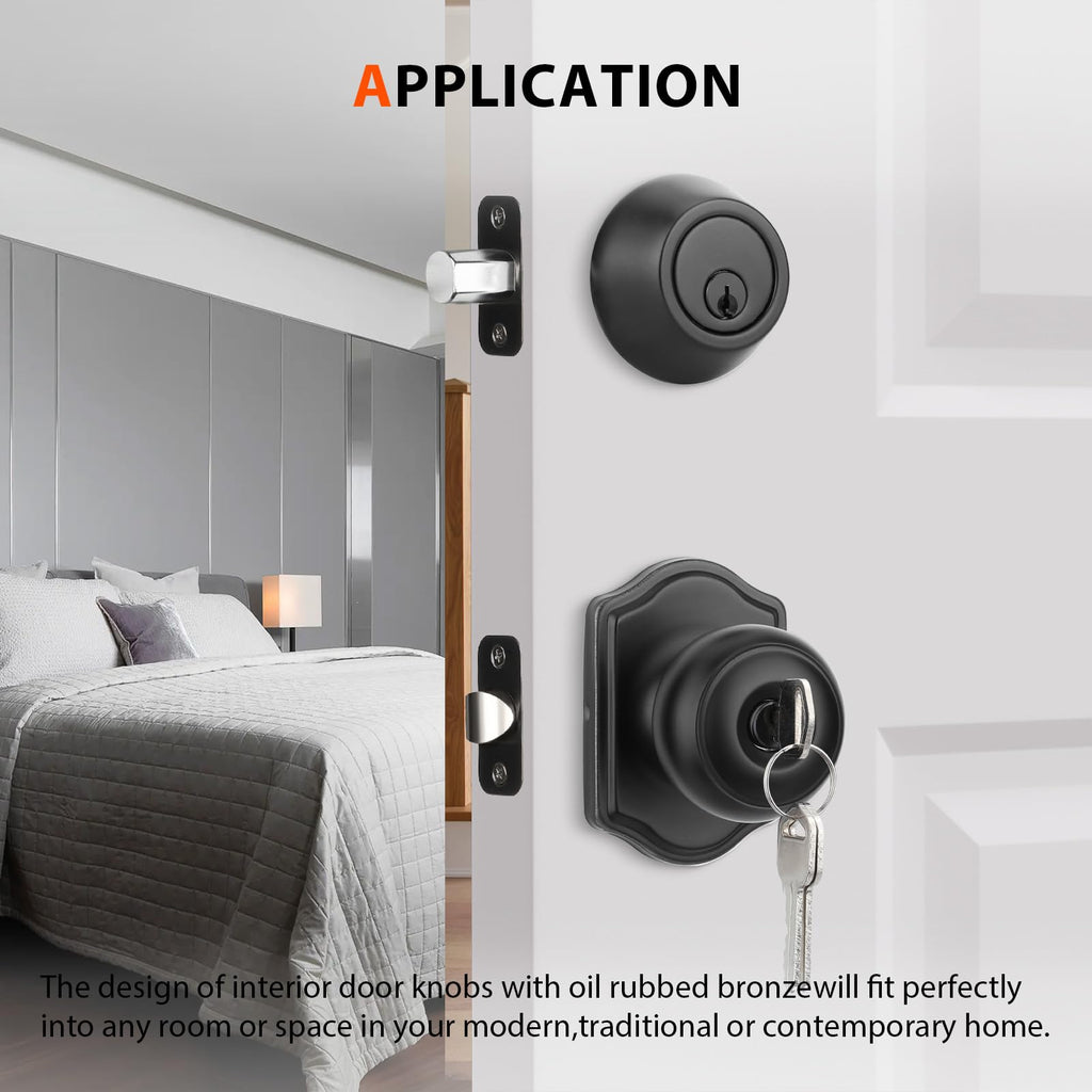 Matte Black Entry Door Locksets with Deadbolt 2 Pack