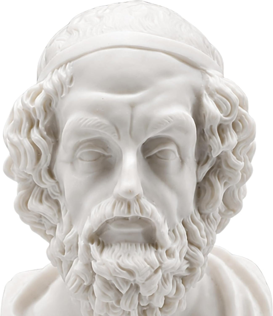Homer Bust Statue Ancient Greek Epic Poet Roman Classical Decor Alabaster Sculpture