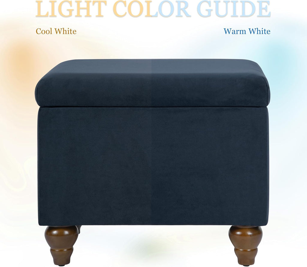22" Medium Rectangular Storage Ottoman - Blue Velvet