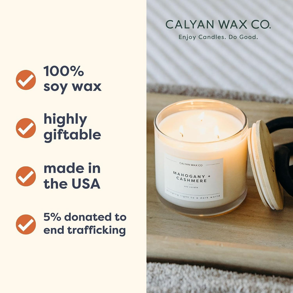 Mahogany & Cashmere 3 Wick Scented Candle - 43 Hour Burn - Set of 149