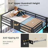 Bunk Bed Twin Over Twin with Stairs, LED Lights Twin Bunk Bed with 2 Storage Drawers & 6 Fabric Drawers