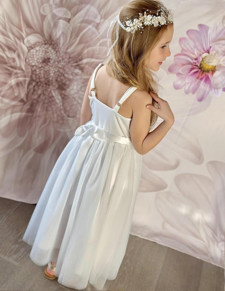 Flower Girl Dress Spaghetti Strap Tulle Long Formal Party Dresses