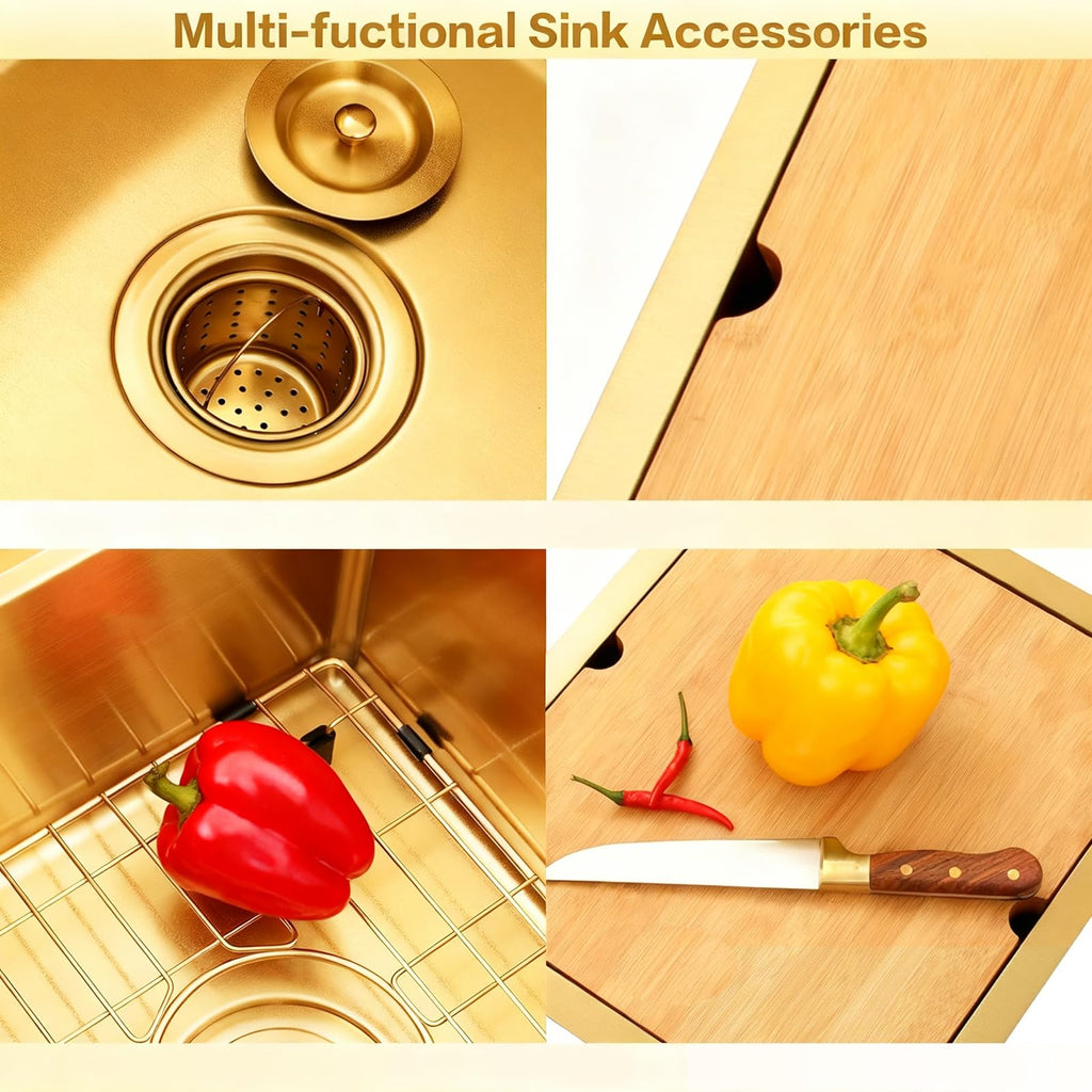 Gold Bar Sink, 15" x 17" Stainless Steel Undermount Sink