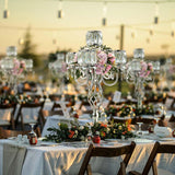 23.2 inch Tall Elegant and Chic 5 Arm Pendant Crystal Candlestick Holder Table Decoration tealight Candle Holder