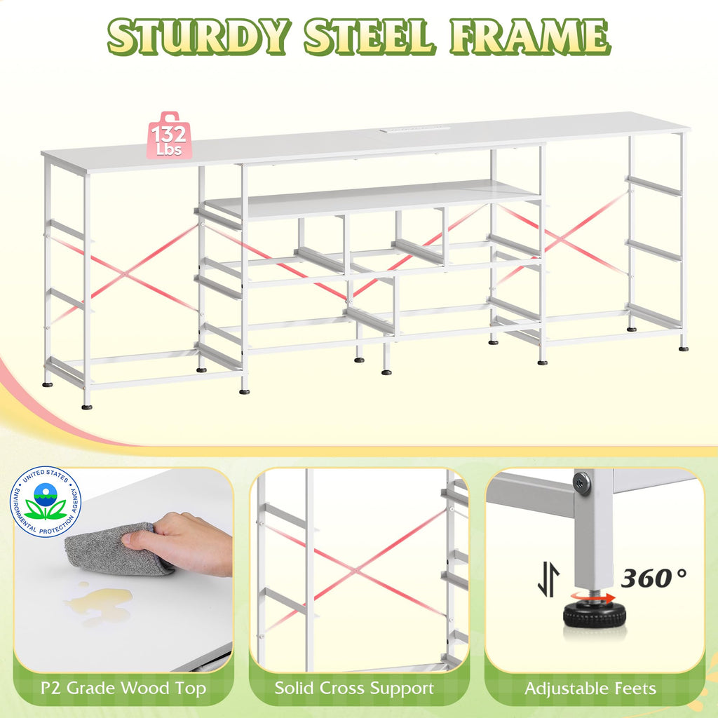 LED Long Dresser TV Stand for 85 Inch TV, S/M/L 11 Drawers, White