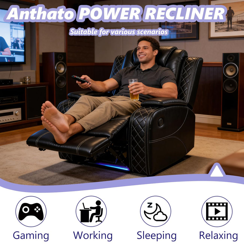 Power Reclining Sofa Set, 3PCS Living Room Set with Recliners, Luxury Recliner Sofa & 2 Chairs with