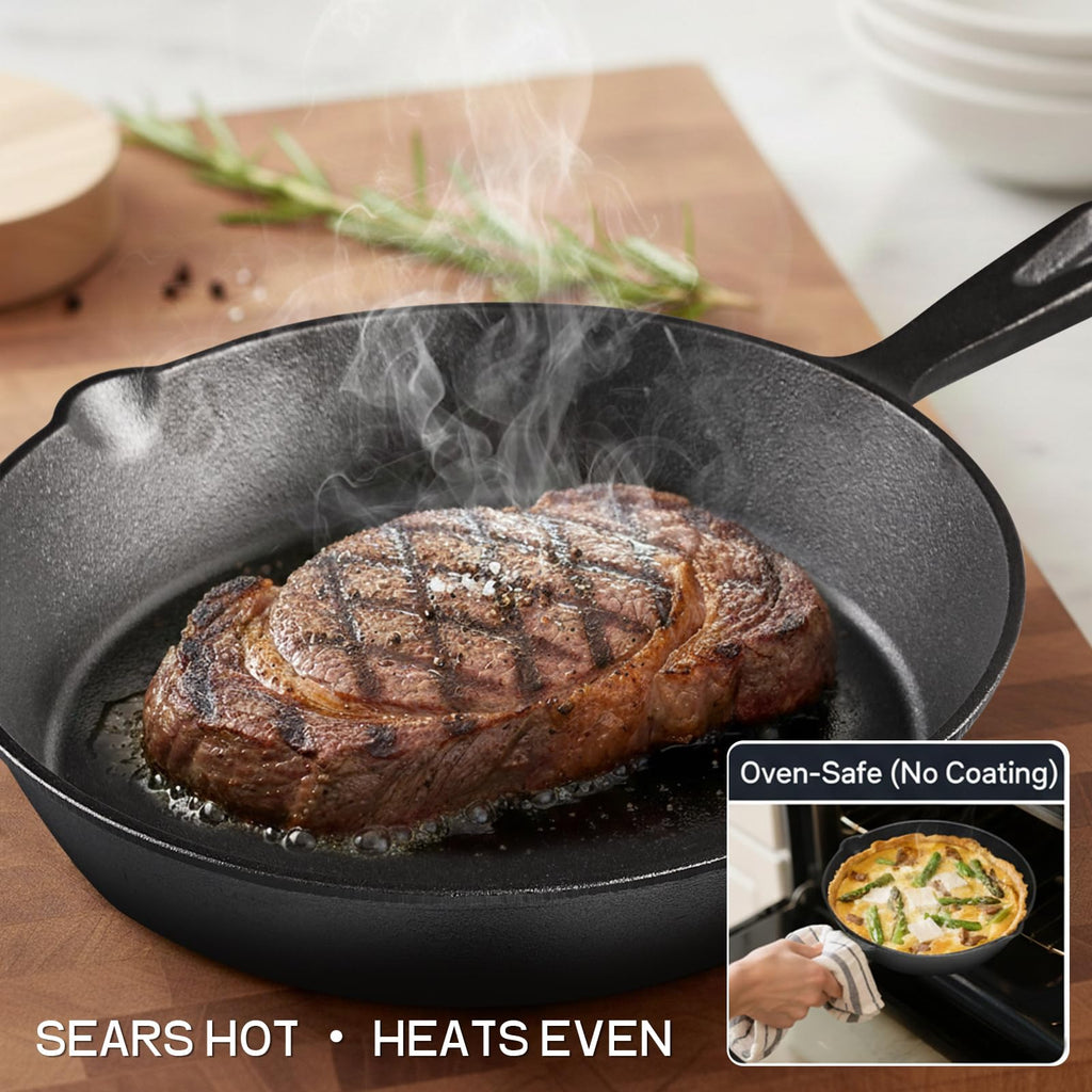 Cast Iron Skillet Set 6/8/10 Inch Raw Iron Frying Pans