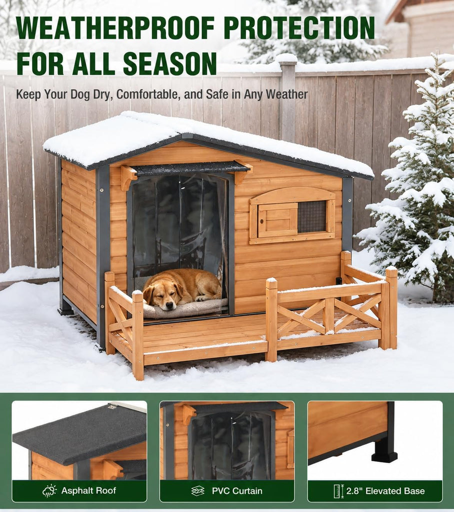 Heated Dog House for Outside Iron Frame Outdoor Shelter