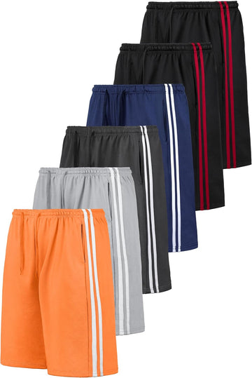 6 Pack Youth Boys' Athletic Shorts Boys Basketball Shorts with Pockets Quick Dry Active Running Shorts