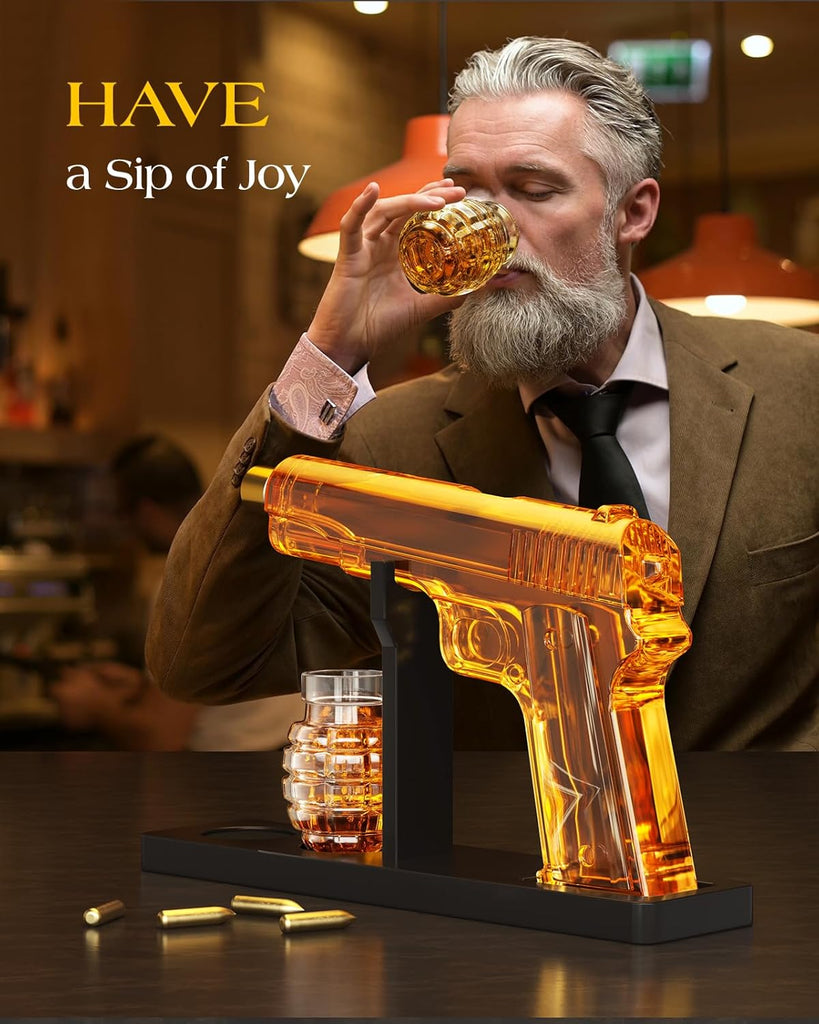 Gifts for Men Dad, Whiskey Decanter Set with 2 Glasses, Ideas for Father, Husband, Boyfriend, Brother, Military